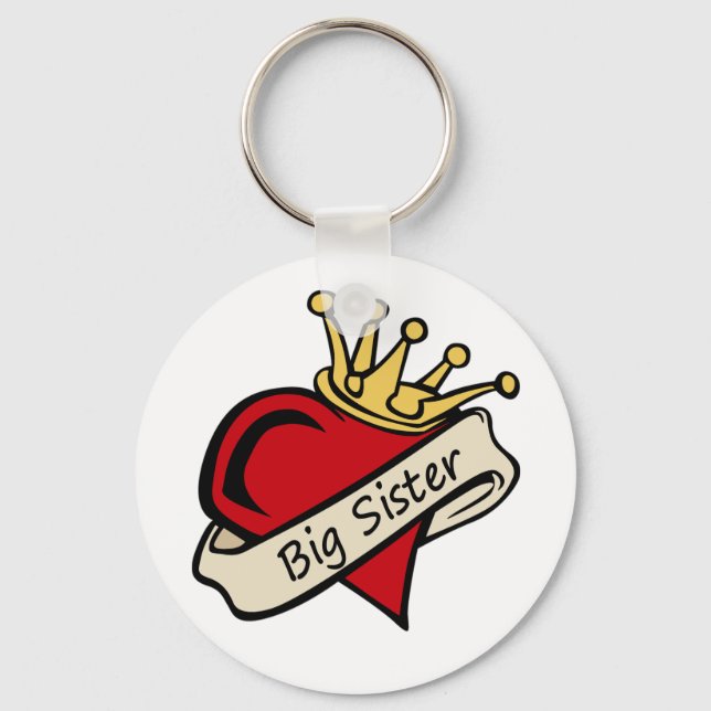 Big Sister Heart Tattoo Keychain (Front)