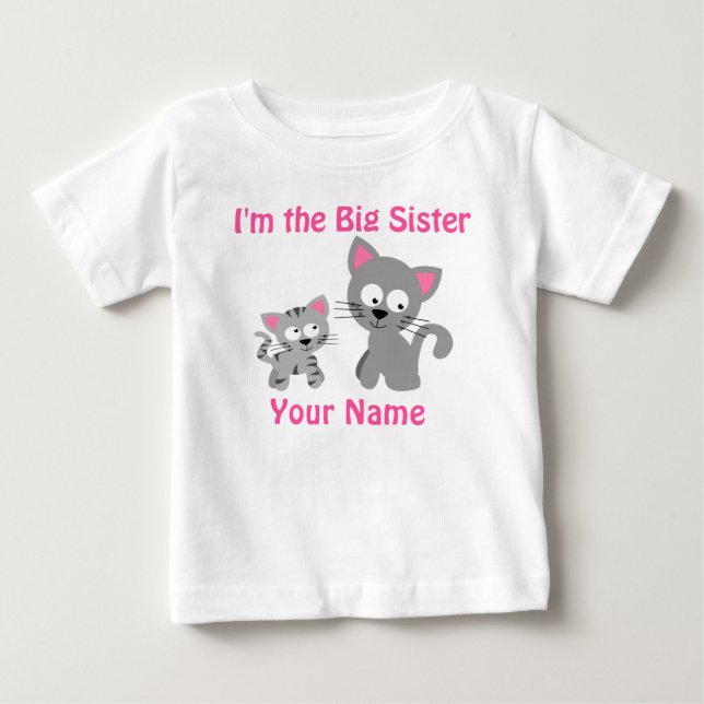 Big Sister Kitty Cat Personalized T Shirt (Front)