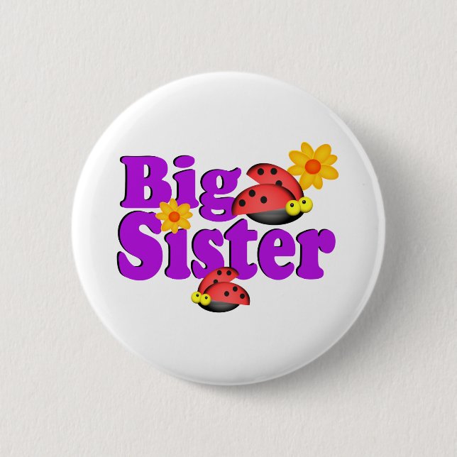 Big Sister Ladybug 2 Inch Round Button (Front)