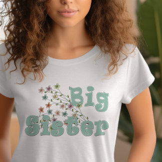 Big Sister Little Dainty Pastel Flowers T-Shirt