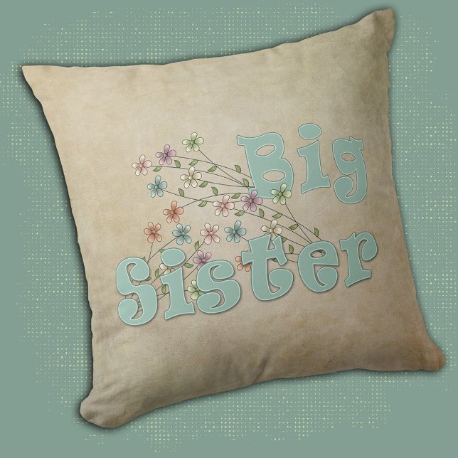 Big Sister Little Flowers Throw Pillow (Creator Uploaded)