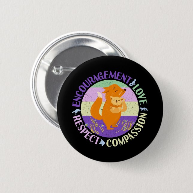 Big Sister Love - Sibling Bonding Fox 2 Inch Round Button (Front & Back)