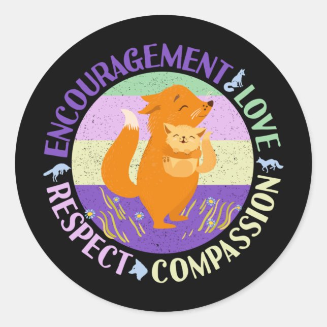 Big Sister Love - Sibling Bonding Fox Classic Round Sticker (Front)