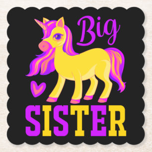 Big Sister Magical Unicorn Paper Coaster