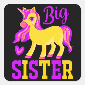Big Sister Magical Unicorn Square Sticker