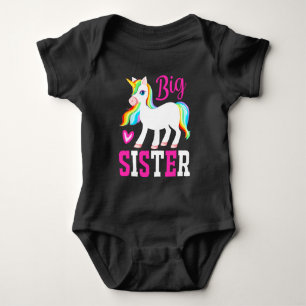 Big Sister Magical Unicorn w/ Rainbow Mane & Tail Baby Bodysuit