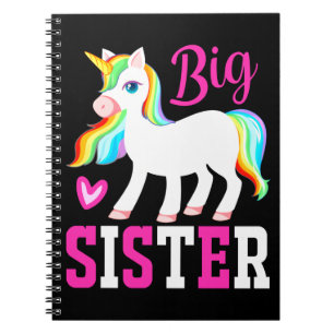 Big Sister Magical Unicorn w/ Rainbow Mane & Tail Notebook