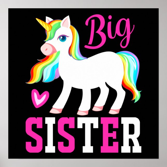 Big Sister Magical Unicorn w/ Rainbow Mane & Tail Poster (Front)