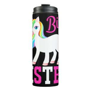 Big Sister Magical Unicorn w/ Rainbow Mane & Tail Thermal Tumbler