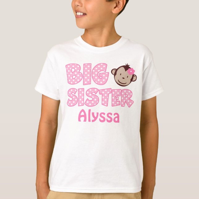 Big Sister Monkey Personalized T-shirt (Front)