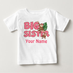 Big Sister Monkey Pink Personalized Shirt