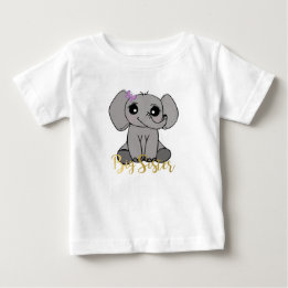 Big sister, new baby elephant faux gold lettering baby T-Shirt