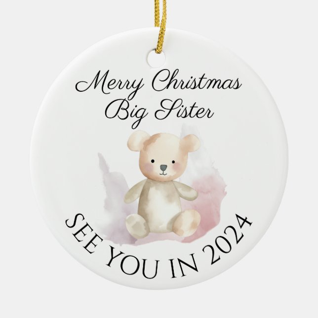 Big Sister new baby pregnancy announcement design Ceramic Ornament (Front)