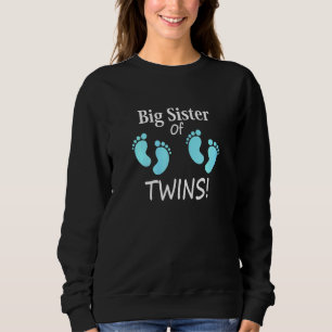 Big Sister Of Boy Twins Sibling Footprints For Old Sweatshirt