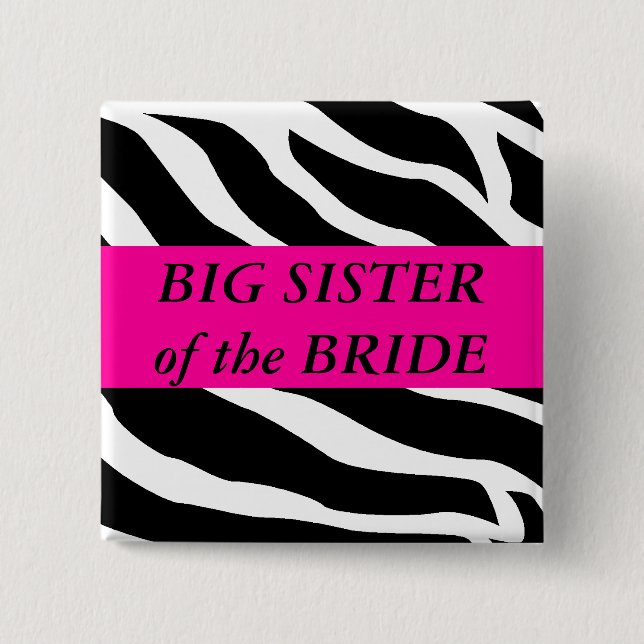 Big Sister Of The Bride 2 Inch Square Button (Front)