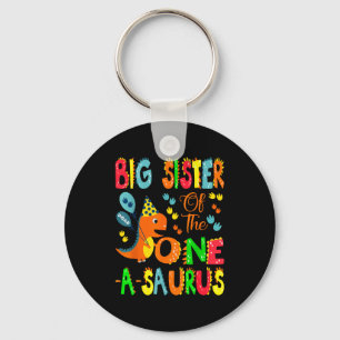Big Sister Of The One-a-saurus 1st Birthday Boy Di Keychain