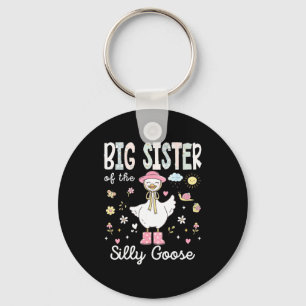 Big sister of the silly goose 1st birthday girl keychain