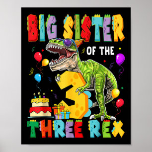 Big Sister Of The Three Rex 3rd Birthday Boy Dinos Poster