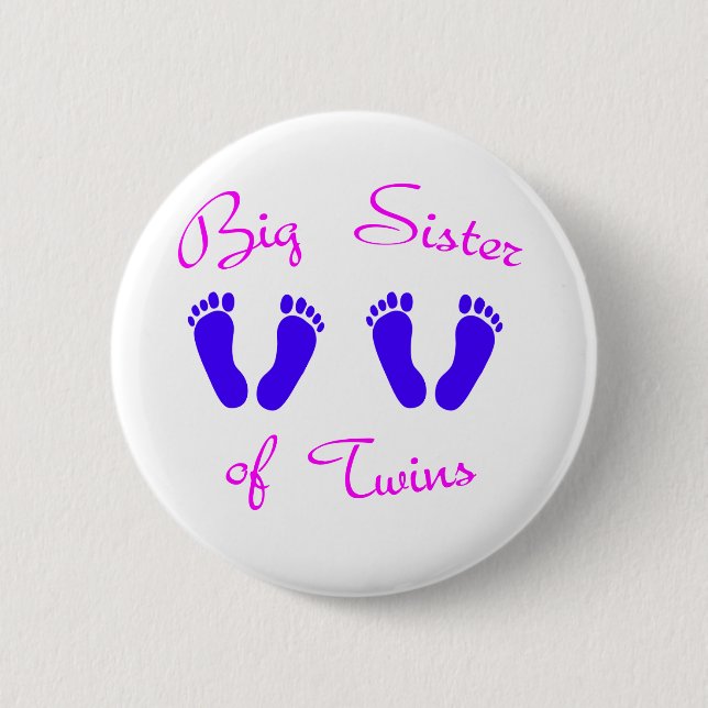 Big sister of twin boys 2 inch round button (Front)