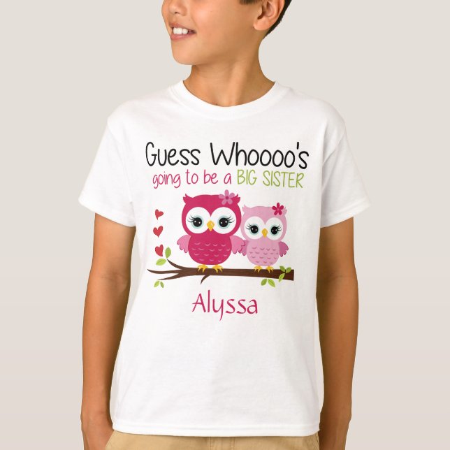 Big Sister Owl Personalized T-Shirt (Front)