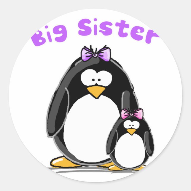Big sister Penguin Classic Round Sticker (Front)