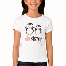 Big Sister Penguin Personalized Pink Shirt