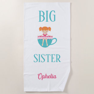Big Sister Personalized Teacup Custom Text Beach Towel