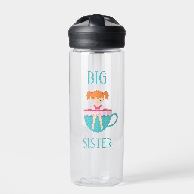 Big Sister Personalized Teacup Custom Text Water Bottle (Front)