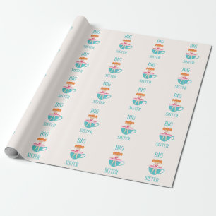 Big Sister Personalized Teacup Custom Text Wrapping Paper