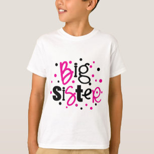 BIG SISTER pink black polkadot T-Shirt