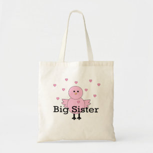 Big Sister Pink Chick & Hearts Tote Bag