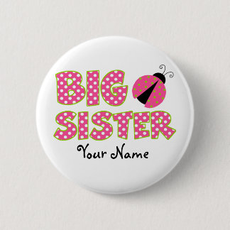 Big Sister Pink Ladybug Button