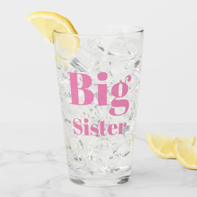 Big Sister Pink letters girl's clear Glass (Front Ice)