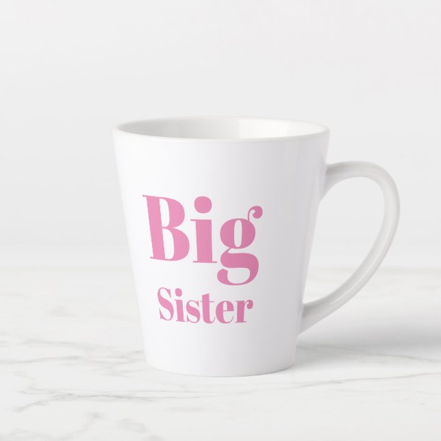Big Sister Pink letters girl's white Latte Mug (Right)