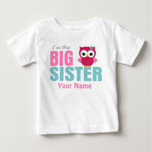 Big Sister Pink Owl Personalized T Shirt