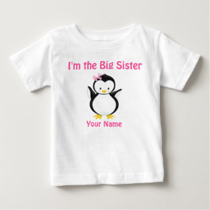 Big Sister Pink Penguin Personalized T Shirt