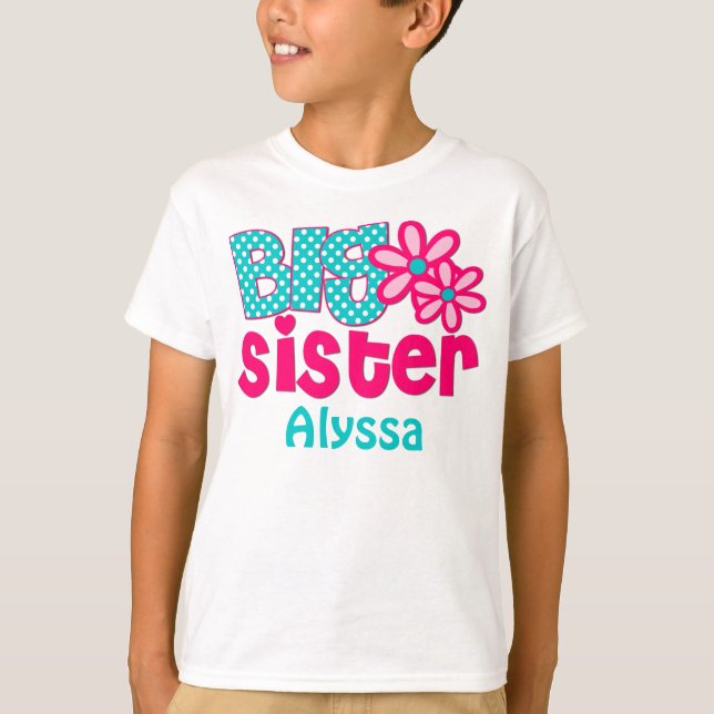 Big Sister Pink Teal Personalized shirt (Front)