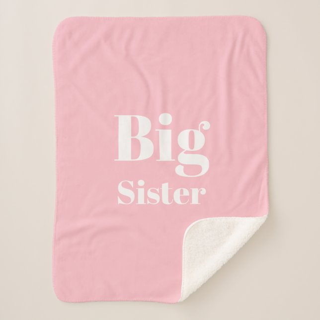 Big Sister Pink white girl's Sherpa Blanket (Front)