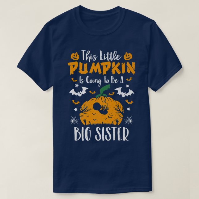 Big Sister Pumpkin Halloween Pregnancy Announcemen T-Shirt (Design Front)