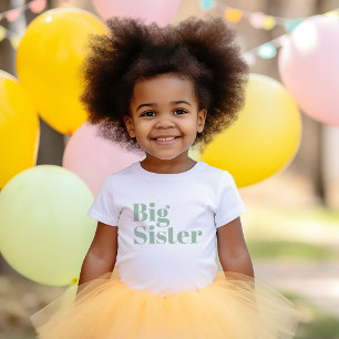 Big Sister   Sage Matching Sibling Family Baby T-Shirt