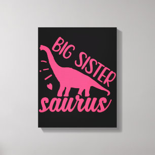 Big Sister Saurus in Pink Canvas Print