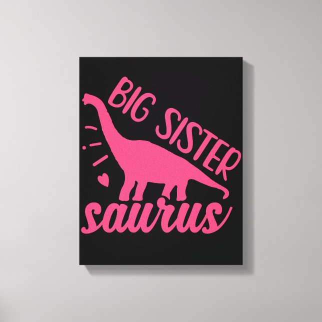 Big Sister Saurus in Pink Canvas Print (Front)