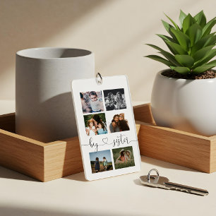 Big Sister Script Gift for Sister Photo Collage Keychain