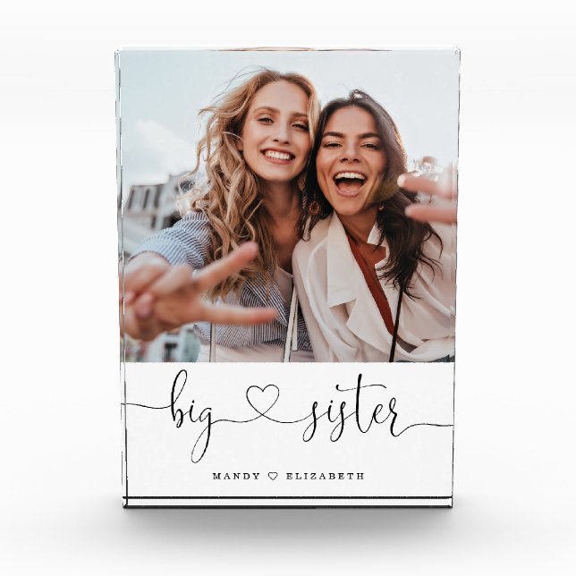 Big Sister Script Sisters Gift Photo Keepsake (Front)