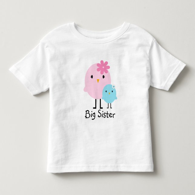 Big Sister Spring Birds Girls Tee (Front)