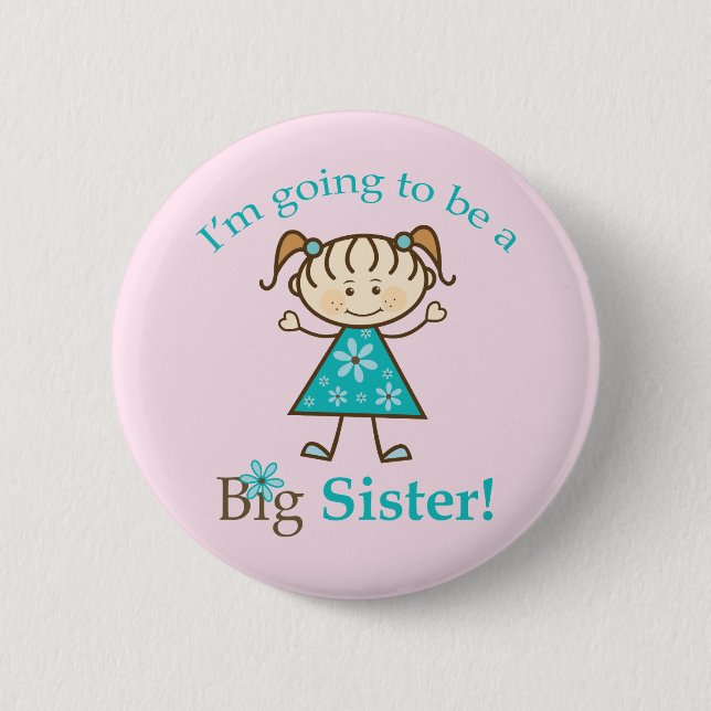 Big Sister Stick Figure 2 Inch Round Button (Front)