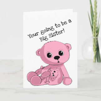 Big Sister Teddy Bear Personalized Greeting Card