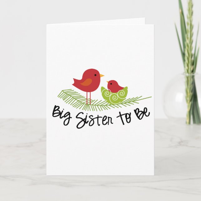big sister to be christmas birdies holiday card (Front)