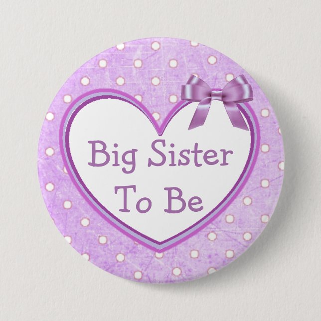 Big Sister to be Purple Baby Shower Button (Front)