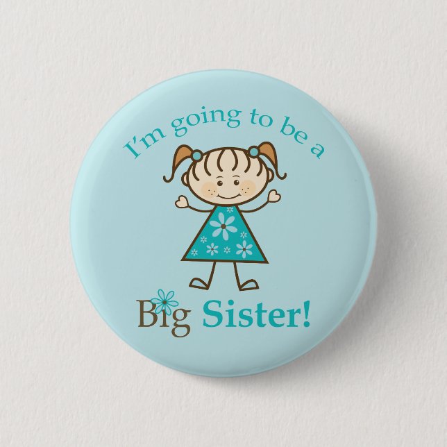 Big Sister To Be Stick Figure 2 Inch Round Button (Front)